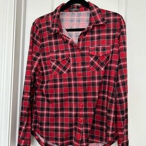 Suzy Shier Red Plaid Blouse